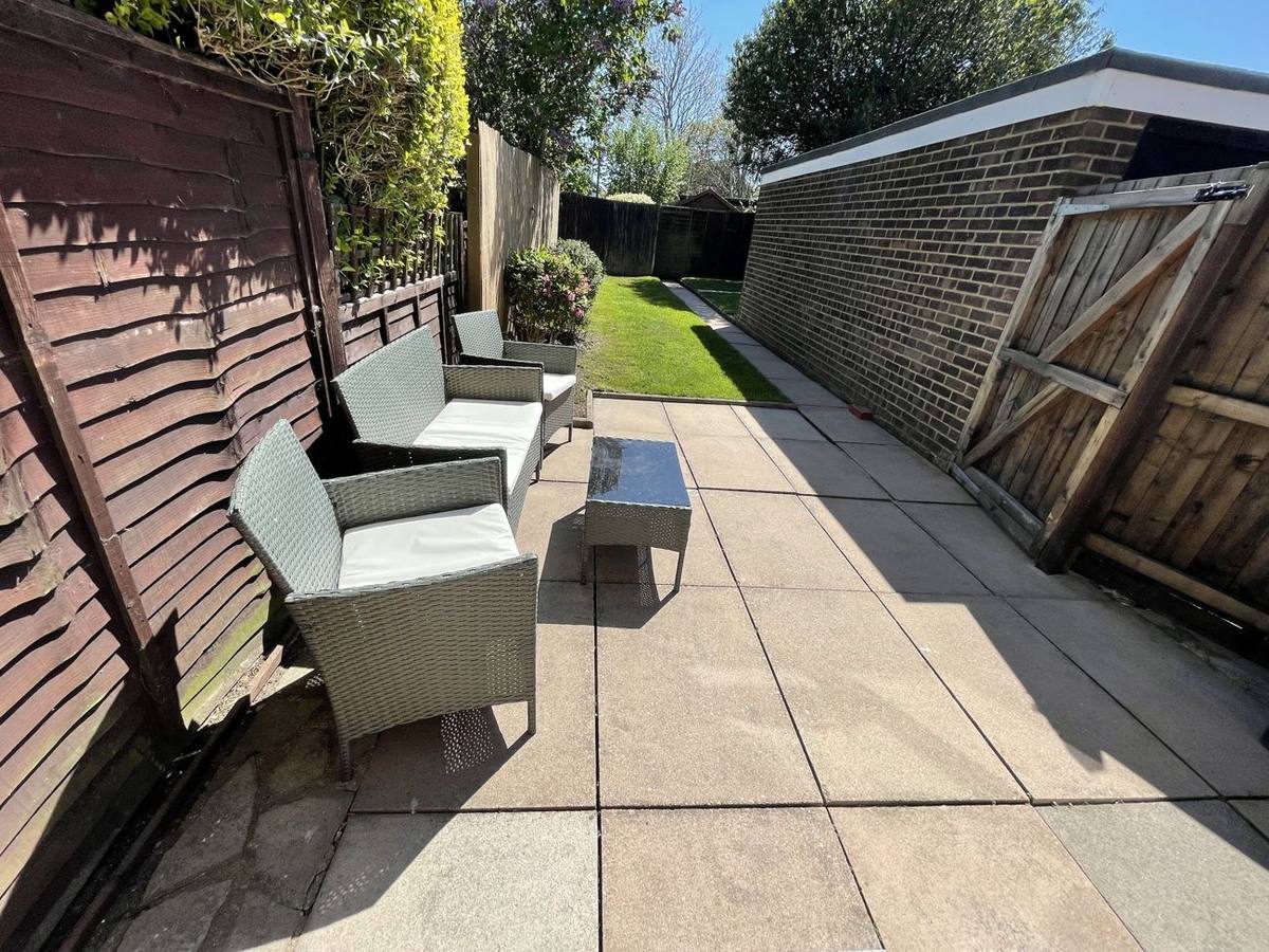 Private patio with garden furniture